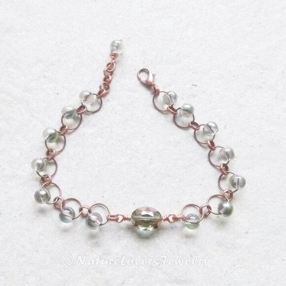 Handmade Jewelry - Iridescent Glass Beads & Copper Bracelet ~ Warm Sexy Seductive Feminine Essence!